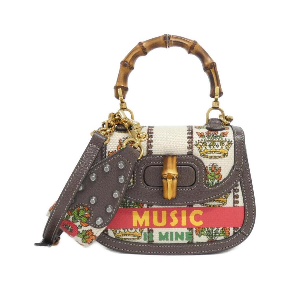 Gucci Centennial Music Bamboo bag canvas MUSIC MINE Brown